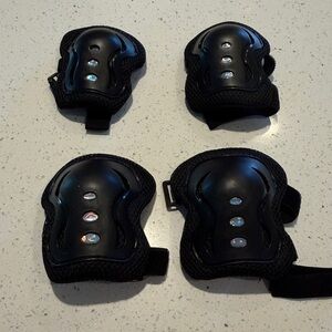 Youth elbow & knee pads black ages 3-7 velcro protective active unisex